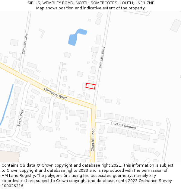 SIRIUS, WEMBLEY ROAD, NORTH SOMERCOTES, LOUTH, LN11 7NP: Location map and indicative extent of plot