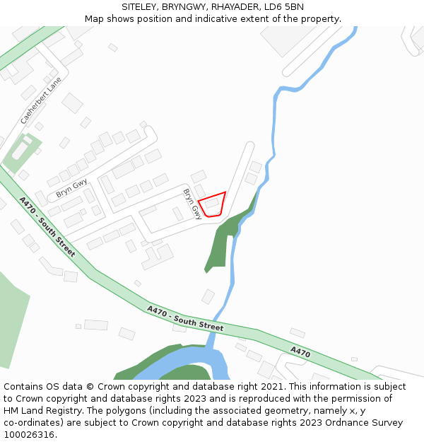 SITELEY, BRYNGWY, RHAYADER, LD6 5BN: Location map and indicative extent of plot