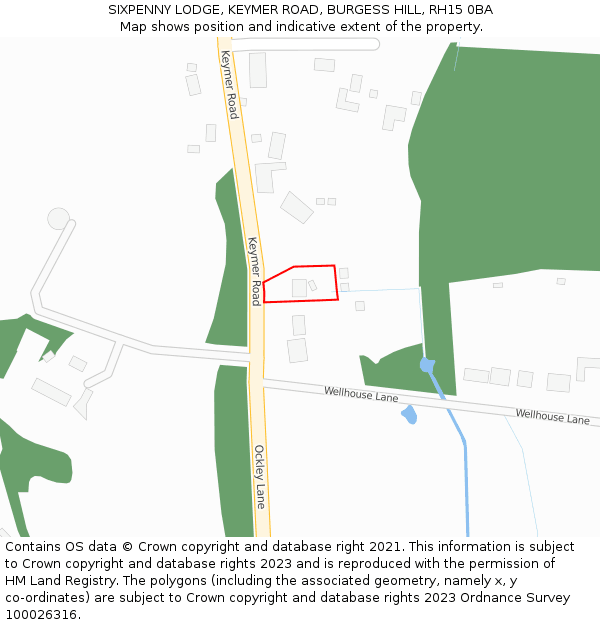 SIXPENNY LODGE, KEYMER ROAD, BURGESS HILL, RH15 0BA: Location map and indicative extent of plot