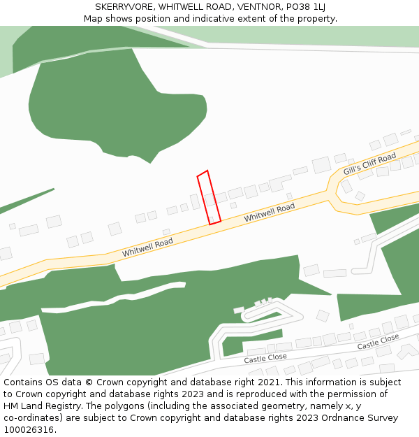 SKERRYVORE, WHITWELL ROAD, VENTNOR, PO38 1LJ: Location map and indicative extent of plot
