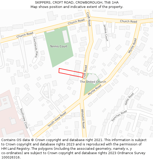SKIPPERS, CROFT ROAD, CROWBOROUGH, TN6 1HA: Location map and indicative extent of plot