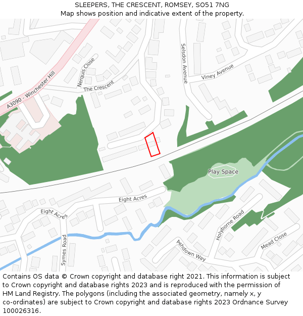 SLEEPERS, THE CRESCENT, ROMSEY, SO51 7NG: Location map and indicative extent of plot