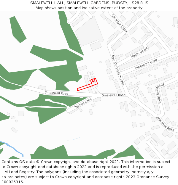 SMALEWELL HALL, SMALEWELL GARDENS, PUDSEY, LS28 8HS: Location map and indicative extent of plot