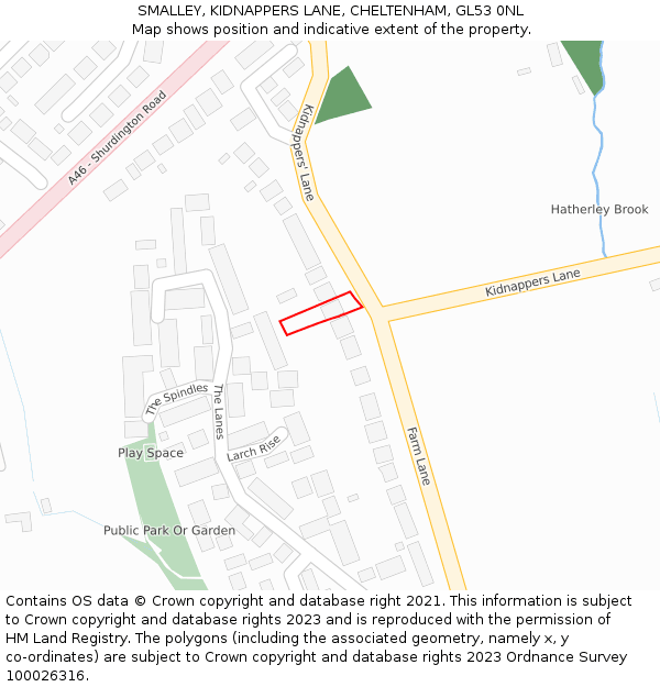 SMALLEY, KIDNAPPERS LANE, CHELTENHAM, GL53 0NL: Location map and indicative extent of plot