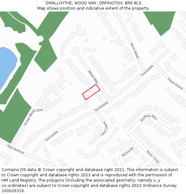 SMALLHYTHE, WOOD WAY, ORPINGTON, BR6 8LS: Location map and indicative extent of plot