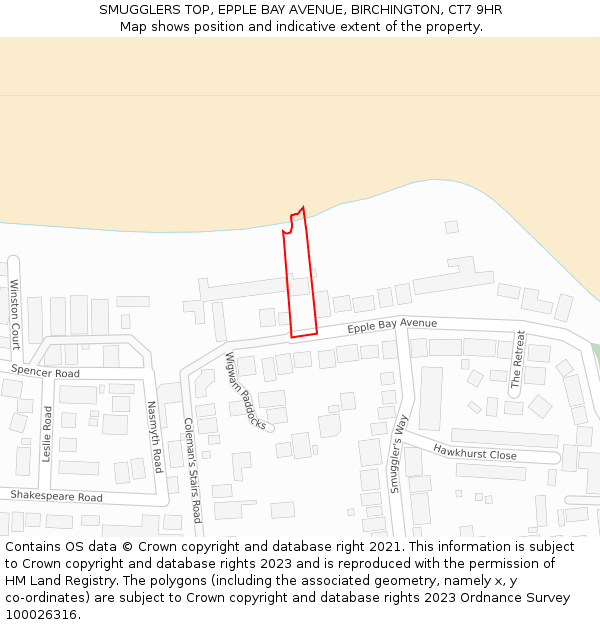 SMUGGLERS TOP, EPPLE BAY AVENUE, BIRCHINGTON, CT7 9HR: Location map and indicative extent of plot