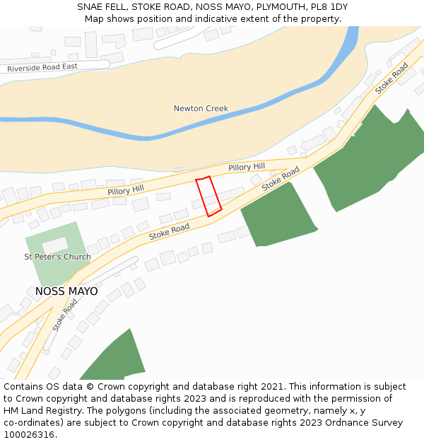 SNAE FELL, STOKE ROAD, NOSS MAYO, PLYMOUTH, PL8 1DY: Location map and indicative extent of plot