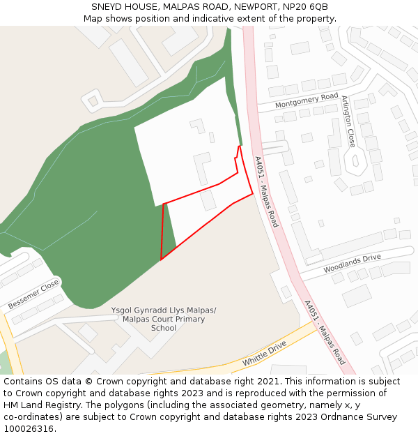 SNEYD HOUSE, MALPAS ROAD, NEWPORT, NP20 6QB: Location map and indicative extent of plot