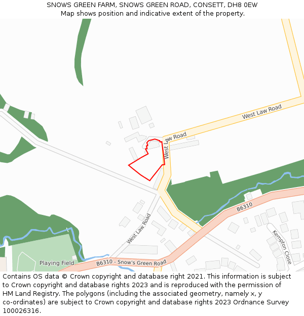 SNOWS GREEN FARM, SNOWS GREEN ROAD, CONSETT, DH8 0EW: Location map and indicative extent of plot