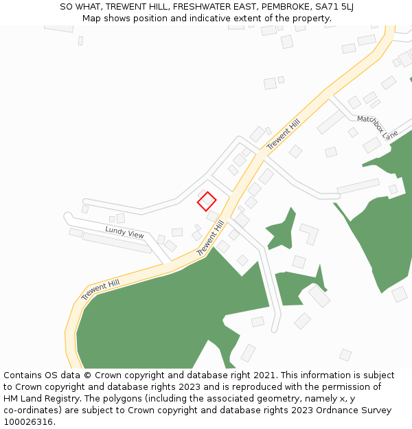 SO WHAT, TREWENT HILL, FRESHWATER EAST, PEMBROKE, SA71 5LJ: Location map and indicative extent of plot