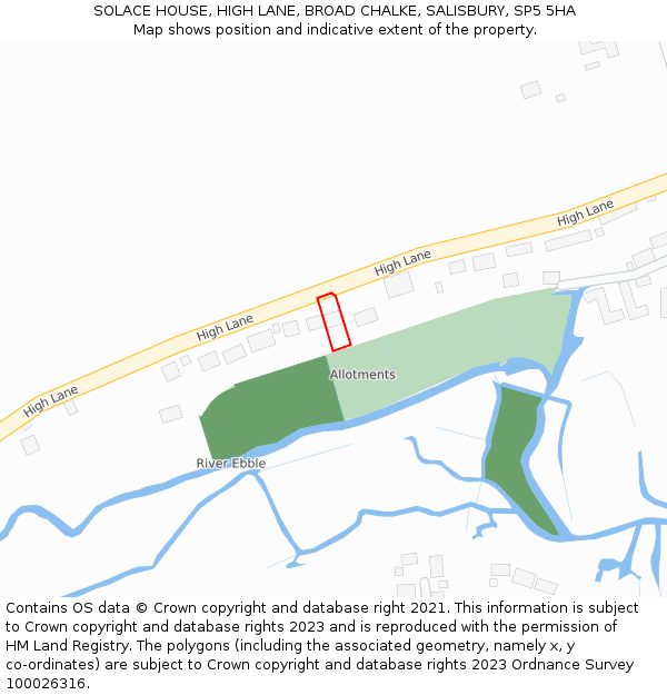 SOLACE HOUSE, HIGH LANE, BROAD CHALKE, SALISBURY, SP5 5HA: Location map and indicative extent of plot