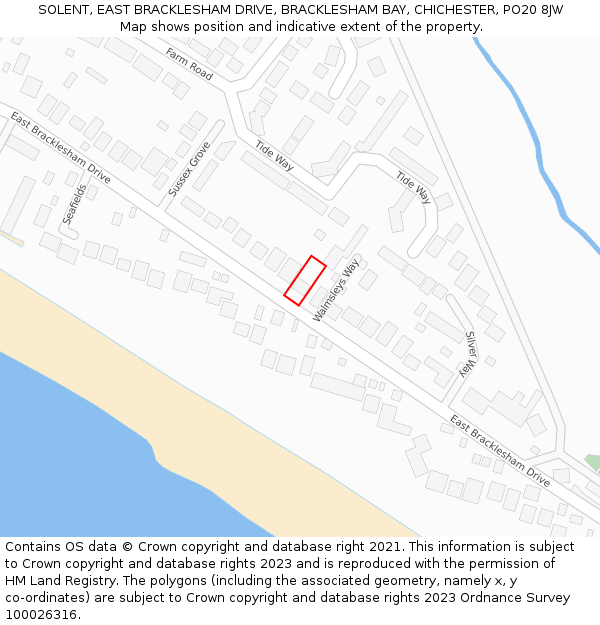 SOLENT, EAST BRACKLESHAM DRIVE, BRACKLESHAM BAY, CHICHESTER, PO20 8JW: Location map and indicative extent of plot