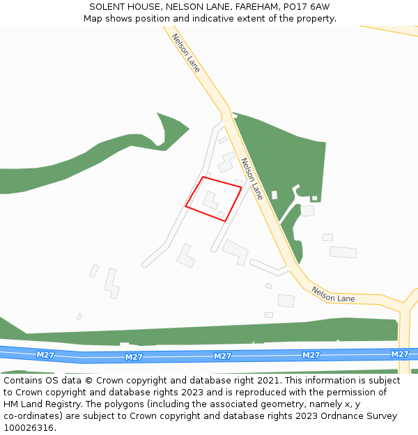 SOLENT HOUSE, NELSON LANE, FAREHAM, PO17 6AW: Location map and indicative extent of plot