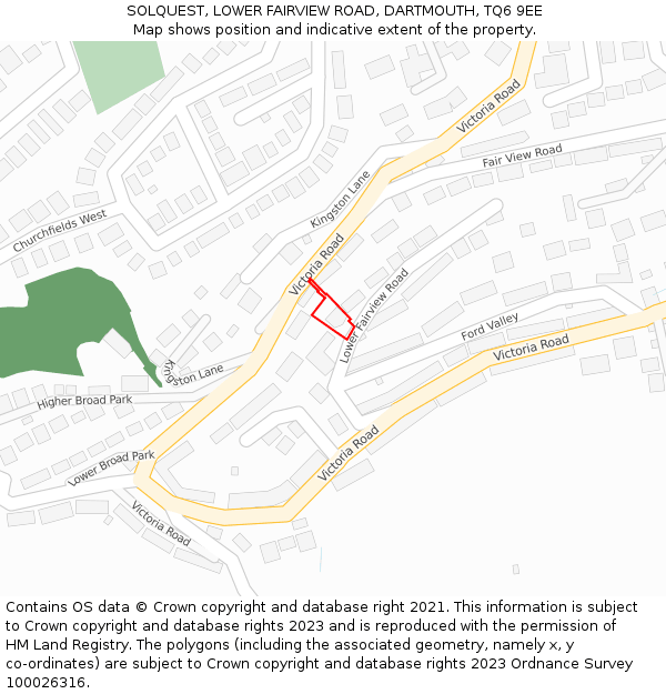SOLQUEST, LOWER FAIRVIEW ROAD, DARTMOUTH, TQ6 9EE: Location map and indicative extent of plot