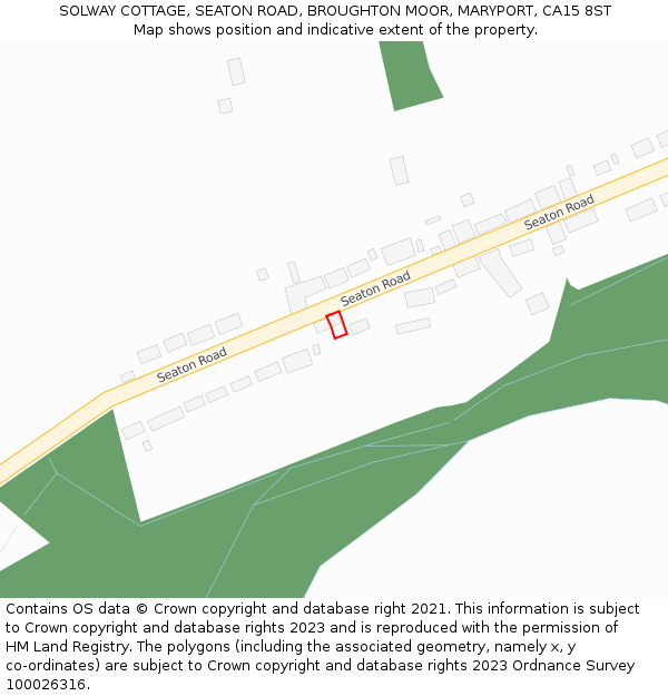 SOLWAY COTTAGE, SEATON ROAD, BROUGHTON MOOR, MARYPORT, CA15 8ST: Location map and indicative extent of plot
