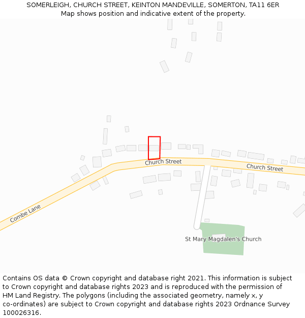 SOMERLEIGH, CHURCH STREET, KEINTON MANDEVILLE, SOMERTON, TA11 6ER: Location map and indicative extent of plot