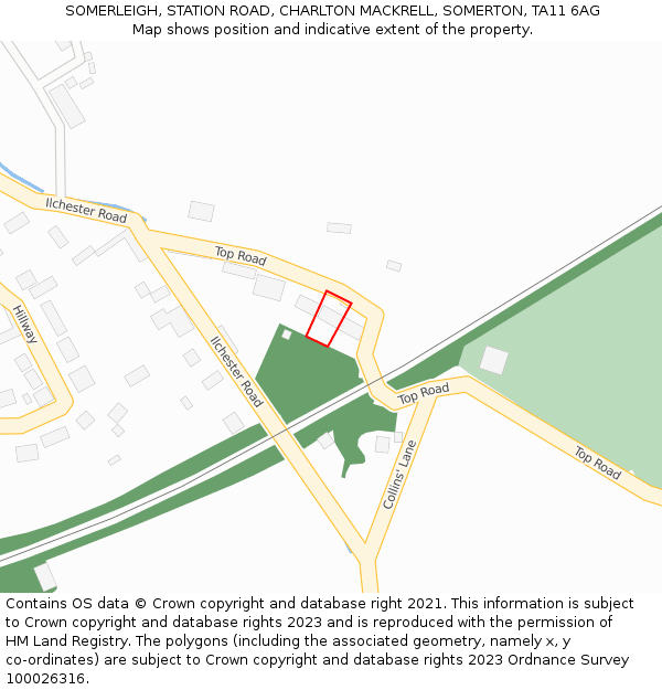 SOMERLEIGH, STATION ROAD, CHARLTON MACKRELL, SOMERTON, TA11 6AG: Location map and indicative extent of plot