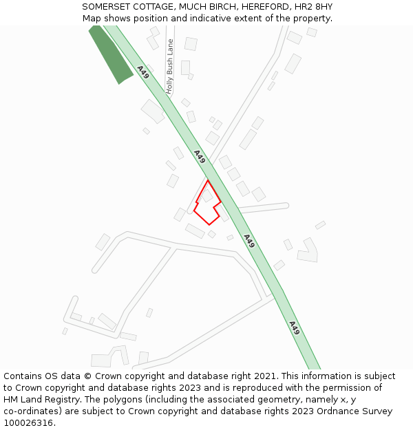 SOMERSET COTTAGE, MUCH BIRCH, HEREFORD, HR2 8HY: Location map and indicative extent of plot