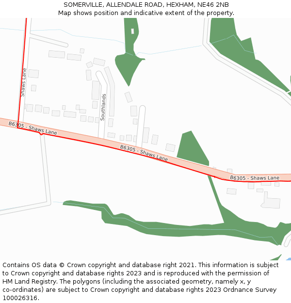 SOMERVILLE, ALLENDALE ROAD, HEXHAM, NE46 2NB: Location map and indicative extent of plot