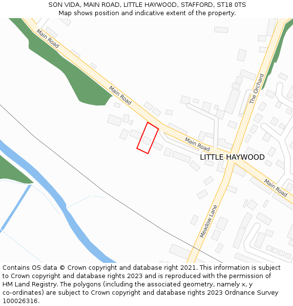 SON VIDA, MAIN ROAD, LITTLE HAYWOOD, STAFFORD, ST18 0TS: Location map and indicative extent of plot