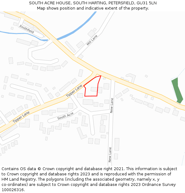 SOUTH ACRE HOUSE, SOUTH HARTING, PETERSFIELD, GU31 5LN: Location map and indicative extent of plot