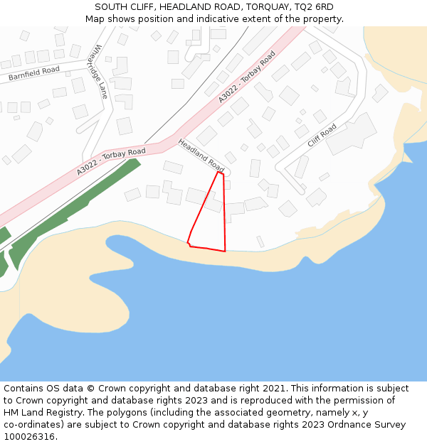 SOUTH CLIFF, HEADLAND ROAD, TORQUAY, TQ2 6RD: Location map and indicative extent of plot