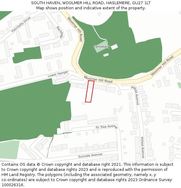 SOUTH HAVEN, WOOLMER HILL ROAD, HASLEMERE, GU27 1LT: Location map and indicative extent of plot