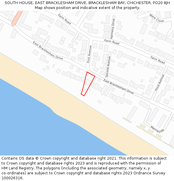 SOUTH HOUSE, EAST BRACKLESHAM DRIVE, BRACKLESHAM BAY, CHICHESTER, PO20 8JH: Location map and indicative extent of plot
