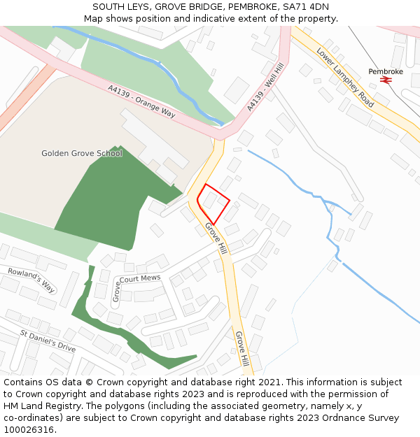 SOUTH LEYS, GROVE BRIDGE, PEMBROKE, SA71 4DN: Location map and indicative extent of plot