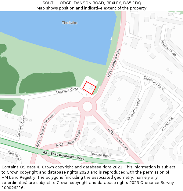SOUTH LODGE, DANSON ROAD, BEXLEY, DA5 1DQ: Location map and indicative extent of plot