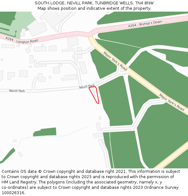 SOUTH LODGE, NEVILL PARK, TUNBRIDGE WELLS, TN4 8NW: Location map and indicative extent of plot