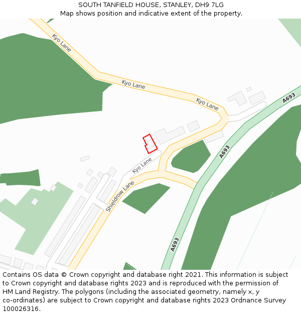 SOUTH TANFIELD HOUSE, STANLEY, DH9 7LG: Location map and indicative extent of plot