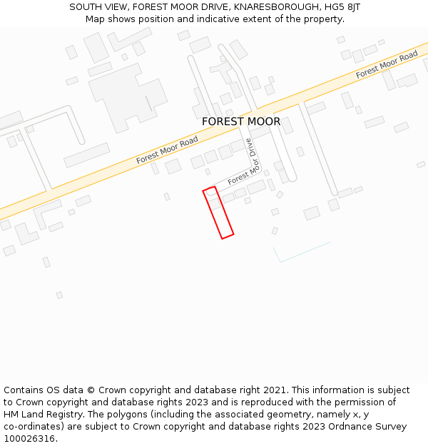 SOUTH VIEW, FOREST MOOR DRIVE, KNARESBOROUGH, HG5 8JT: Location map and indicative extent of plot