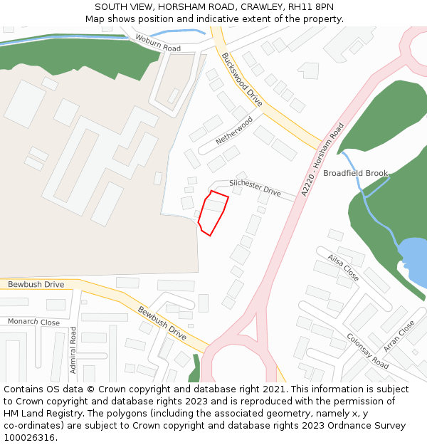 SOUTH VIEW, HORSHAM ROAD, CRAWLEY, RH11 8PN: Location map and indicative extent of plot