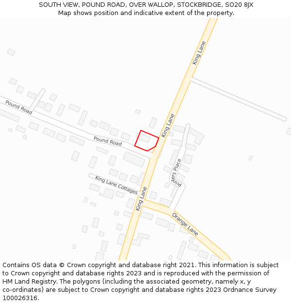 SOUTH VIEW, POUND ROAD, OVER WALLOP, STOCKBRIDGE, SO20 8JX: Location map and indicative extent of plot