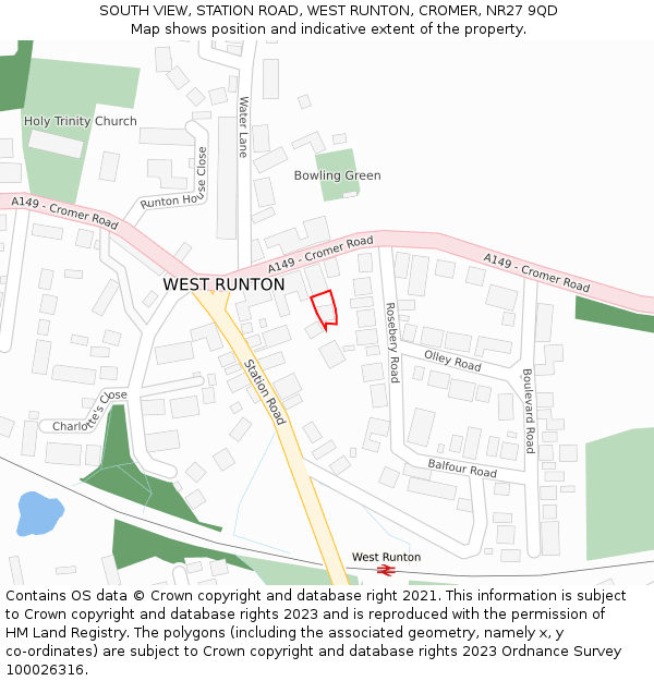 SOUTH VIEW, STATION ROAD, WEST RUNTON, CROMER, NR27 9QD: Location map and indicative extent of plot