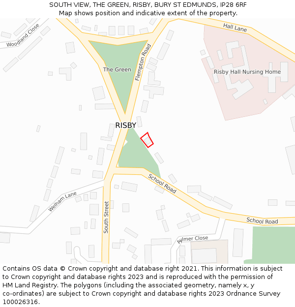 SOUTH VIEW, THE GREEN, RISBY, BURY ST EDMUNDS, IP28 6RF: Location map and indicative extent of plot