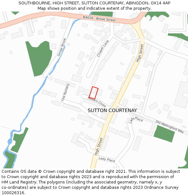 SOUTHBOURNE, HIGH STREET, SUTTON COURTENAY, ABINGDON, OX14 4AP: Location map and indicative extent of plot