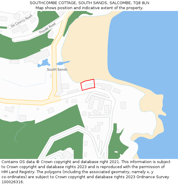 SOUTHCOMBE COTTAGE, SOUTH SANDS, SALCOMBE, TQ8 8LN: Location map and indicative extent of plot