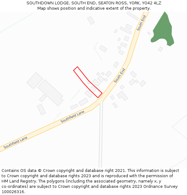 SOUTHDOWN LODGE, SOUTH END, SEATON ROSS, YORK, YO42 4LZ: Location map and indicative extent of plot