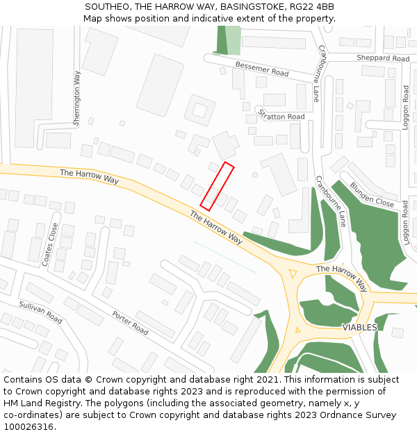 SOUTHEO, THE HARROW WAY, BASINGSTOKE, RG22 4BB: Location map and indicative extent of plot