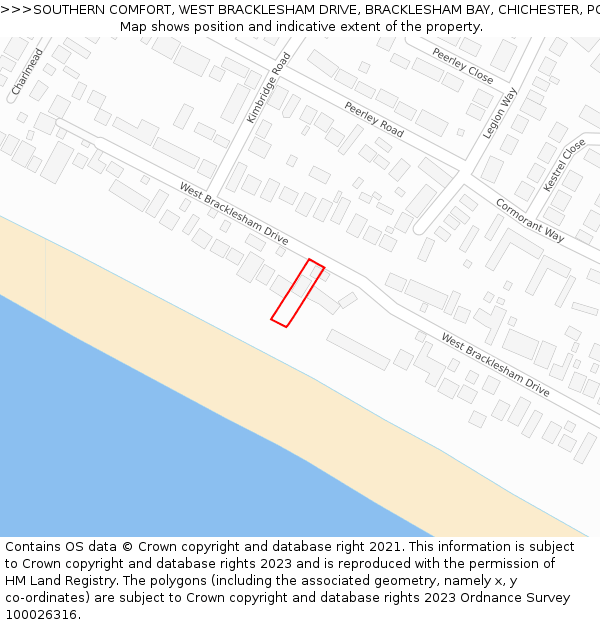 SOUTHERN COMFORT, WEST BRACKLESHAM DRIVE, BRACKLESHAM BAY, CHICHESTER, PO20 8PF: Location map and indicative extent of plot