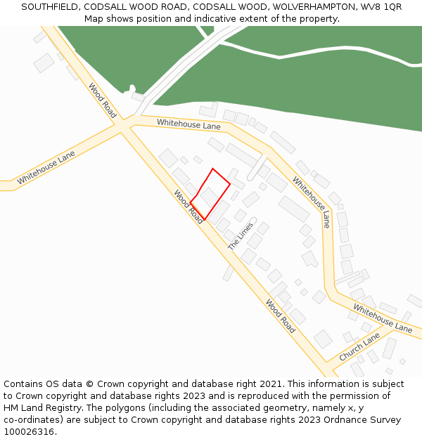SOUTHFIELD, CODSALL WOOD ROAD, CODSALL WOOD, WOLVERHAMPTON, WV8 1QR: Location map and indicative extent of plot