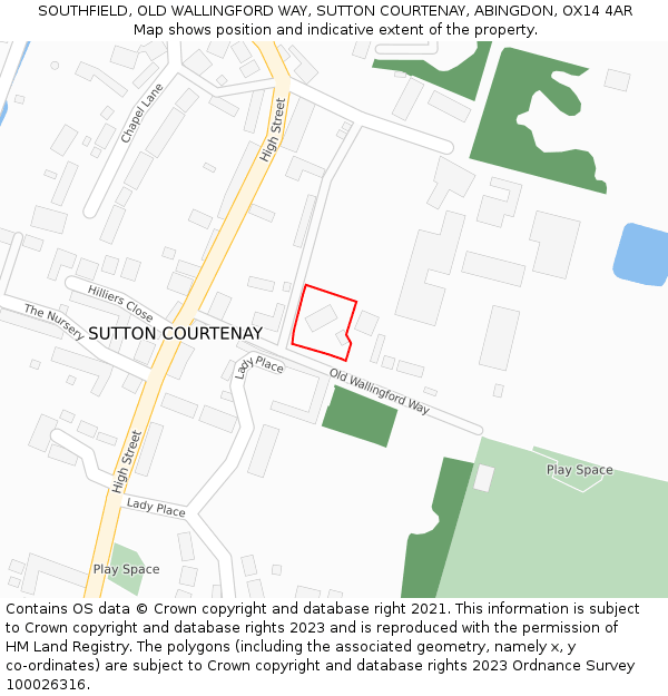 SOUTHFIELD, OLD WALLINGFORD WAY, SUTTON COURTENAY, ABINGDON, OX14 4AR: Location map and indicative extent of plot