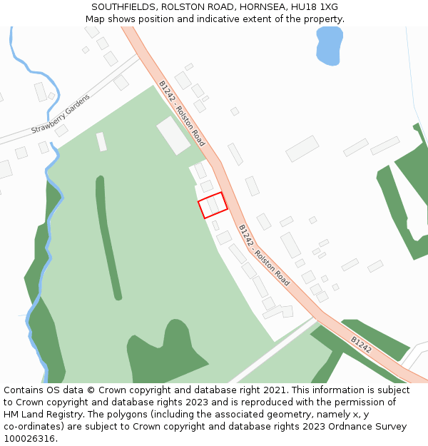 SOUTHFIELDS, ROLSTON ROAD, HORNSEA, HU18 1XG: Location map and indicative extent of plot