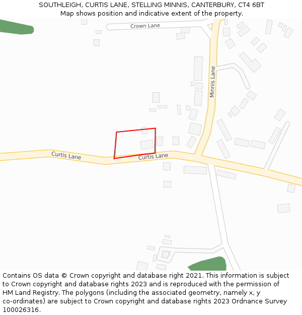 SOUTHLEIGH, CURTIS LANE, STELLING MINNIS, CANTERBURY, CT4 6BT: Location map and indicative extent of plot
