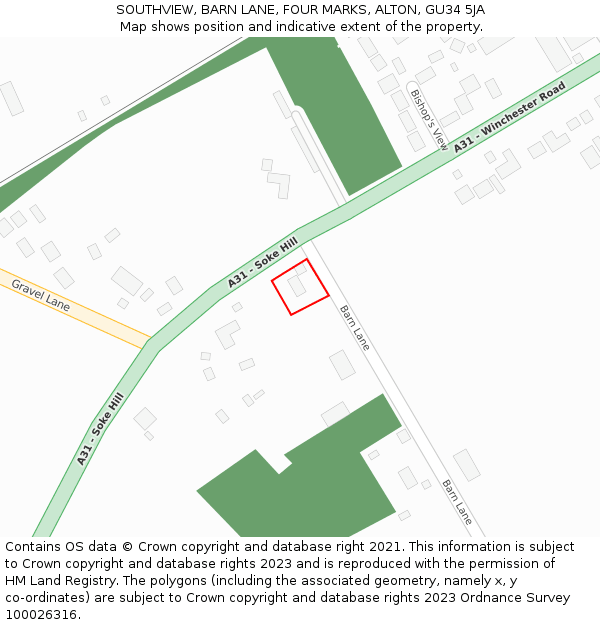 SOUTHVIEW, BARN LANE, FOUR MARKS, ALTON, GU34 5JA: Location map and indicative extent of plot