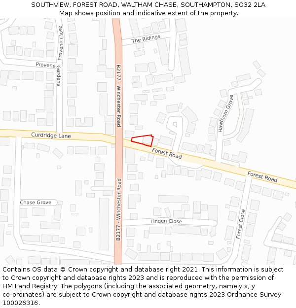 SOUTHVIEW, FOREST ROAD, WALTHAM CHASE, SOUTHAMPTON, SO32 2LA: Location map and indicative extent of plot