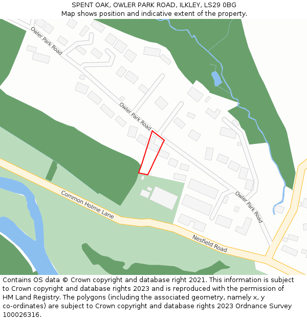 SPENT OAK, OWLER PARK ROAD, ILKLEY, LS29 0BG: Location map and indicative extent of plot