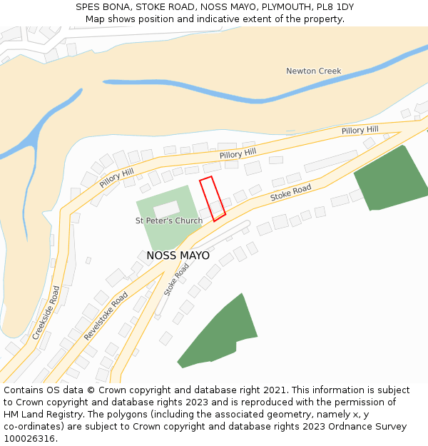 SPES BONA, STOKE ROAD, NOSS MAYO, PLYMOUTH, PL8 1DY: Location map and indicative extent of plot